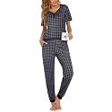Ekouaer Pajamas for Women Set 2 Piece Short Sleeve Fall Pjs with Pockets