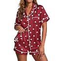 Ekouaer Pajamas for Women Set Silk Satin Pjs 2 Piece Button Down Sleepwear