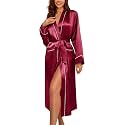 Ekouaer Satin Robes for Women Long Sleeve Silk Bathrobe Soft Lightweight Full Length Sleepwear Bridesmaid Wedding Party Robes