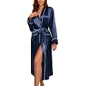 Ekouaer Satin Robes for Women Long Sleeve Silk Bathrobe Soft Lightweight Full Length Sleepwear Bridesmaid Wedding Party Robes