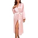 Ekouaer Satin Robes for Women Long Sleeve Silk Bathrobe Soft Lightweight Full Length Sleepwear Bridesmaid Wedding Party Robes