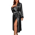 Ekouaer Satin Robes for Women Long Sleeve Silk Bathrobe Soft Lightweight Full Length Sleepwear Bridesmaid Wedding Party Robes
