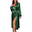 Ekouaer Satin Robes for Women Long Sleeve Silk Bathrobe Soft Lightweight Full Length Sleepwear Bridesmaid Wedding Party Robes