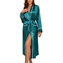Ekouaer Satin Robes for Women Long Sleeve Silk Bathrobe Soft Lightweight Full Length Sleepwear Bridesmaid Wedding Party Robes