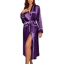 Ekouaer Satin Robes for Women Long Sleeve Silk Bathrobe Soft Lightweight Full Length Sleepwear Bridesmaid Wedding Party Robes