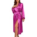 Ekouaer Satin Robes for Women Long Sleeve Silk Bathrobe Soft Lightweight Full Length Sleepwear Bridesmaid Wedding Party Robes