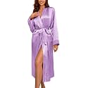 Ekouaer Satin Robes for Women Long Sleeve Silk Bathrobe Soft Lightweight Full Length Sleepwear Bridesmaid Wedding Party Robes