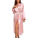 Ekouaer Satin Robes for Women Long Sleeve Silk Bathrobe Soft Lightweight Full Length Sleepwear Bridesmaid Wedding Party Robes