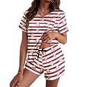 Ekouaer Silk Pajama for Women Short Sleeve Satin Pj Set Two Piece XS-XXL