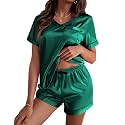 Ekouaer Silk Pajama for Women Short Sleeve Satin Pj Set Two Piece XS-XXL