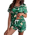 Ekouaer Silk Pajama for Women Short Sleeve Satin Pj Set Two Piece XS-XXL