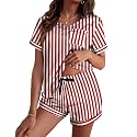 Ekouaer Silk Pajama for Women Short Sleeve Satin Pj Set Two Piece XS-XXL