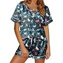 Ekouaer Silk Pajama for Women Short Sleeve Satin Pj Set Two Piece XS-XXL