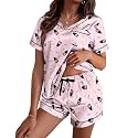 Ekouaer Silk Pajama for Women Short Sleeve Satin Pj Set Two Piece XS-XXL