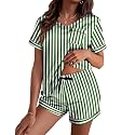 Ekouaer Silk Pajama for Women Short Sleeve Satin Pj Set Two Piece XS-XXL