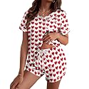Ekouaer Silk Pajama for Women Short Sleeve Satin Pj Set Two Piece XS-XXL