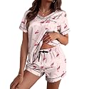 Ekouaer Silk Pajama for Women Short Sleeve Satin Pj Set Two Piece XS-XXL