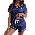 Ekouaer Silk Pajama for Women Short Sleeve Satin Pj Set Two Piece XS-XXL