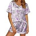 Ekouaer Silk Pajama for Women Short Sleeve Satin Pj Set Two Piece XS-XXL