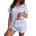 Ekouaer Silk Pajama for Women Short Sleeve Satin Pj Set Two Piece XS-XXL