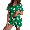 Ekouaer Silk Pajama for Women Short Sleeve Satin Pj Set Two Piece XS-XXL
