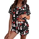 Ekouaer Silk Pajama for Women Short Sleeve Satin Pj Set Two Piece XS-XXL