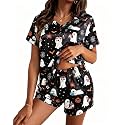 Ekouaer Silk Pajama for Women Short Sleeve Satin Pj Set Two Piece XS-XXL