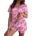 Ekouaer Silk Pajama for Women Short Sleeve Satin Pj Set Two Piece XS-XXL