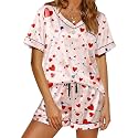 Ekouaer Silk Pajama for Women Short Sleeve Satin Pj Set Two Piece XS-XXL