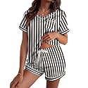 Ekouaer Silk Pajama for Women Short Sleeve Satin Pj Set Two Piece XS-XXL