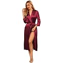 Ekouaer Silk Robes for Women Long Satin Bride Bridesmaid Robe with Pockets