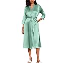Ekouaer Silk Robes for Women Long Satin Bride Bridesmaid Robe with Pockets