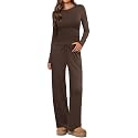 Ekouaer Women's 2 Piece Set 2026 Ruched Side Lounge Set with Pockets