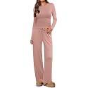 Ekouaer Women's 2 Piece Set 2026 Ruched Side Lounge Set with Pockets