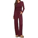 Ekouaer Women's 2 Piece Set 2026 Ruched Side Lounge Set with Pockets