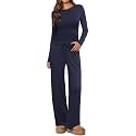 Ekouaer Women's 2 Piece Set 2026 Ruched Side Lounge Set with Pockets