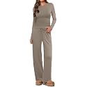 Ekouaer Women's 2 Piece Set 2026 Ruched Side Lounge Set with Pockets