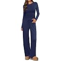 Ekouaer Women's 2 Piece Set 2026 Ruched Side Lounge Set with Pockets