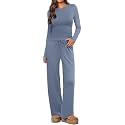 Ekouaer Women's 2 Piece Set 2026 Ruched Side Lounge Set with Pockets