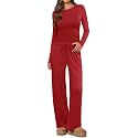 Ekouaer Women's 2 Piece Set 2026 Ruched Side Lounge Set with Pockets