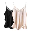 Ekouaer Women's Satin Lace V Neck Camisole Tops Pajama