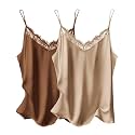 Ekouaer Women's Satin Lace V Neck Camisole Tops Pajama