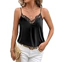Ekouaer Women's Satin Lace V Neck Camisole Tops Pajama