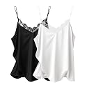 Ekouaer Women's Satin Lace V Neck Camisole Tops Pajama