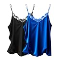 Ekouaer Women's Satin Lace V Neck Camisole Tops Pajama