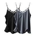 Ekouaer Women's Satin Lace V Neck Camisole Tops Pajama