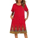 Ekouaer Women Robes Lightweight House Coat Short Sleeve Floral Print Mumu House Dresses with Pockets Zipper Nightgowns