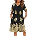 Ekouaer Women Robes Lightweight House Coat Short Sleeve Floral Print Mumu House Dresses with Pockets Zipper Nightgowns