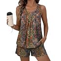 Ekouaer Women Sleeveless Pajama Set Summer Tank Top Pjs 2 Piece Lounge Set