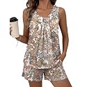 Ekouaer Women Sleeveless Pajama Set Summer Tank Top Pjs 2 Piece Lounge Set